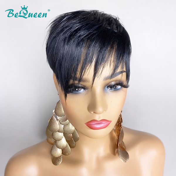 Bequeen 1B Straight Style Machine Made Short Cut Wig
