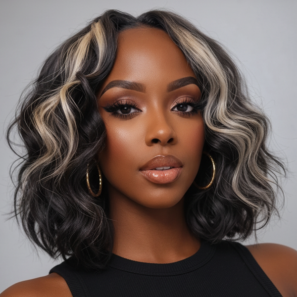 Bequeen Highlight White Wave Style Short Cut Bob Wig