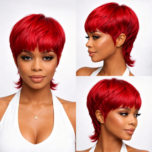 Bequeen Short 99J Mullet Glueless Wig