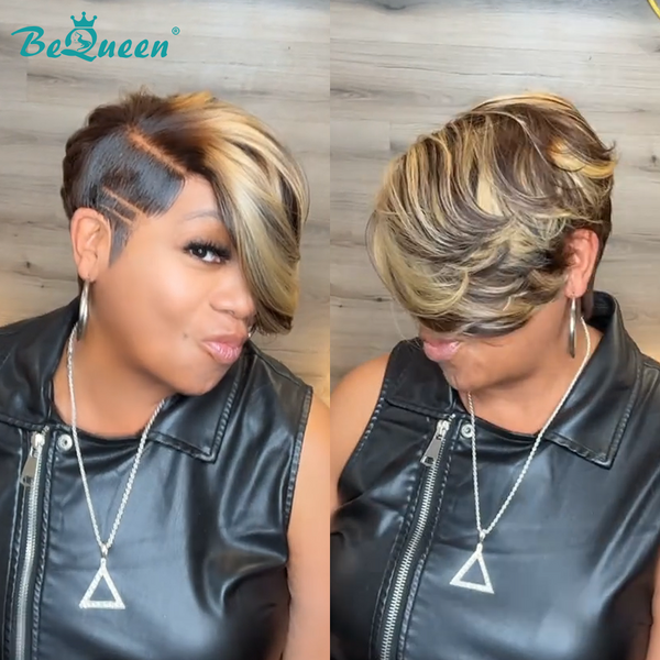 Bequeen Mixed Bronze Side Part Frontal lace Wig