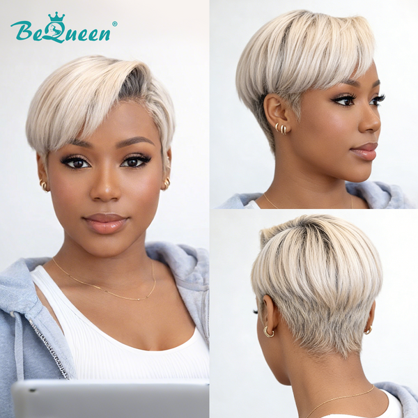 Bequeen Silver Fox Pixie wig