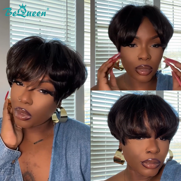 Bequeen Natural Style Black Short Cut Pixie Wig