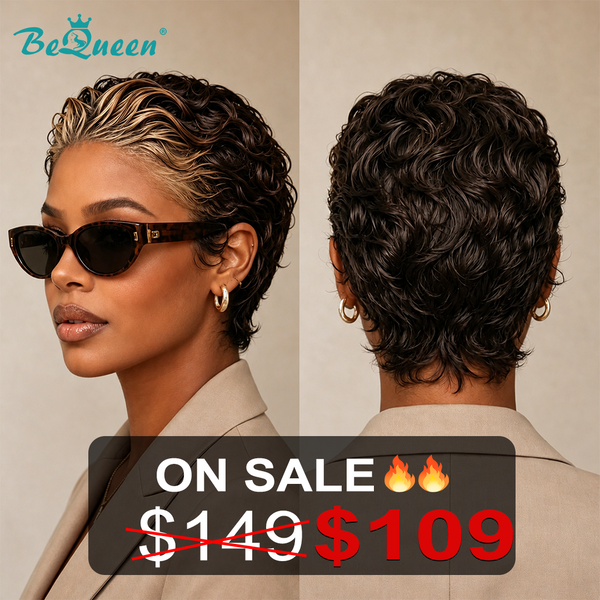 Bequeen Frontal Lace Slicked-back Style PixieShort Cut Wig (Limited Time Sales)