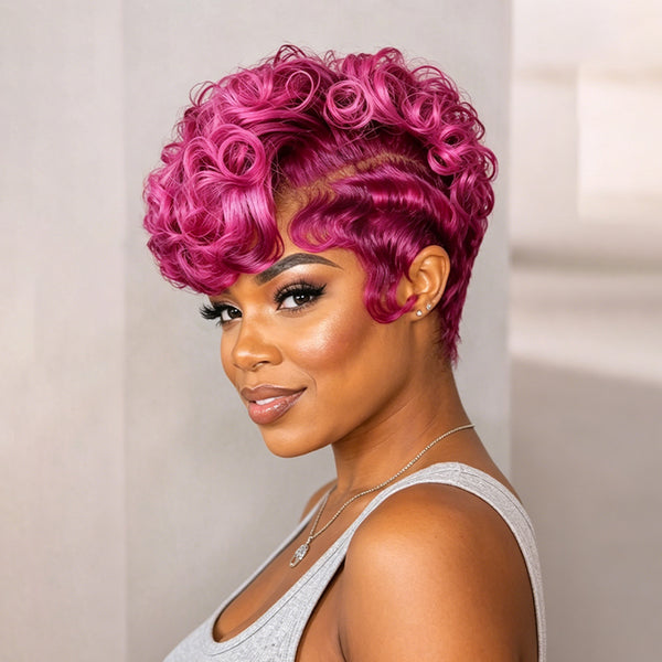 Bequeen Pink Curly Sexy Full Lace Wig