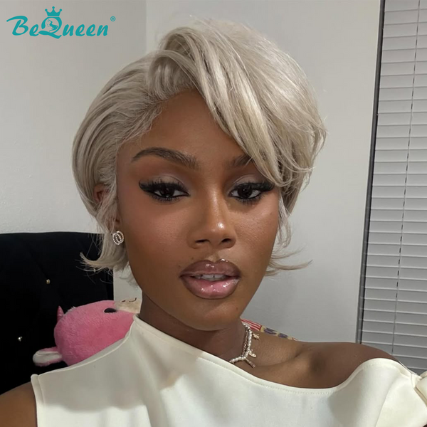 BeQueen Silver Side Part Short Cut Wig