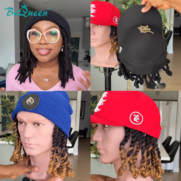 Bequeen 100% Human Hair Braid with Hat Workout Wig