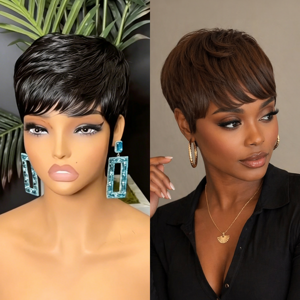 Bequeen Natrual Two Color Pixie  Wig
