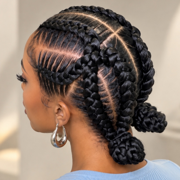 Bequeen Cute Two Buns Special Braid Full Lace Wig-2