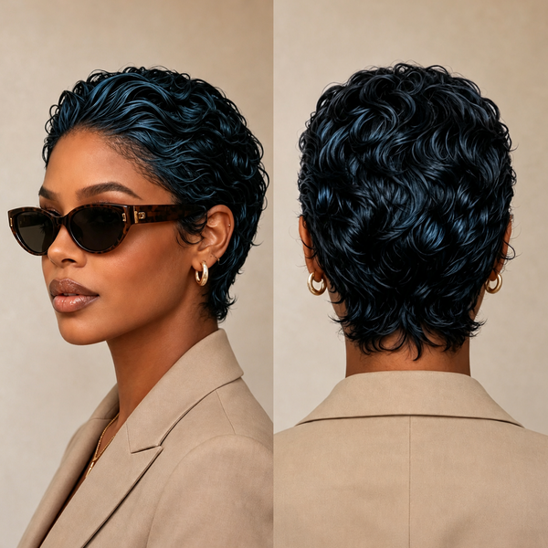 Bequeen Frontal Lace Slicked-back Style Pixie Short Cut Wig