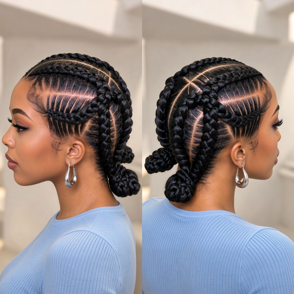 Bequeen Cute Two Buns Special Braid Full Lace Wig-2