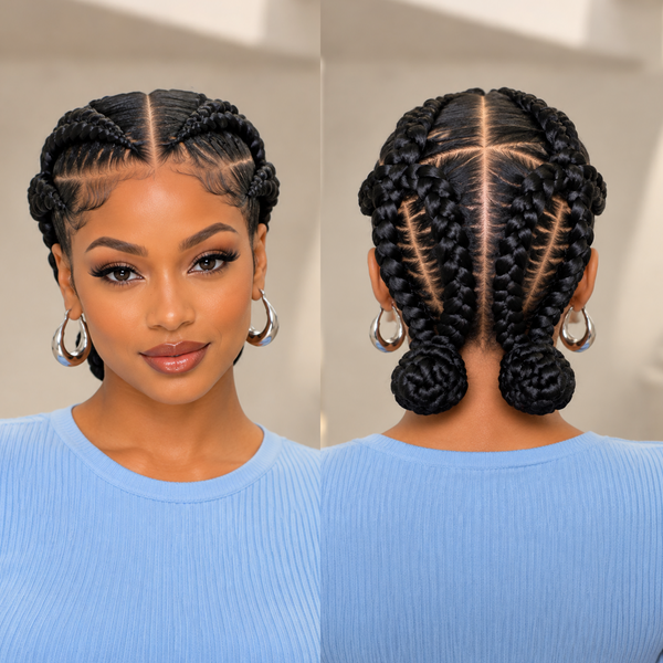 Bequeen Cute Two Buns Special Braid Full Lace Wig-2
