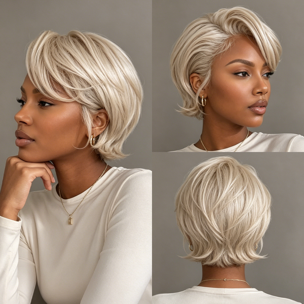 BeQueen Silver Side Part Short Cut Wig