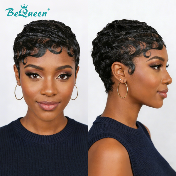 Bequeen 1B Special Made Pixie Cut Full Lace Wig