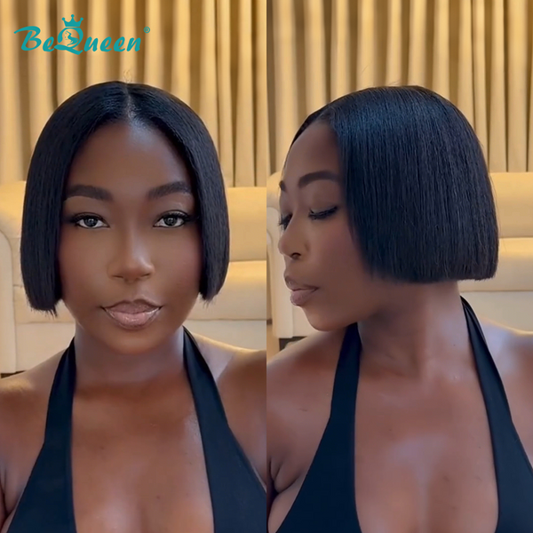 BEQUEEN Super Short 1B Straight Frontal Lace Bob Wig
