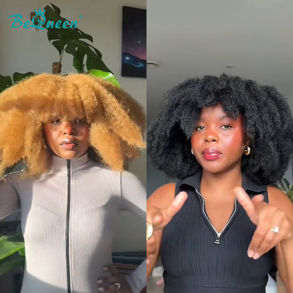 Bequeen Platinum Blonde/1B Explosive Curl Afro Bob Wig