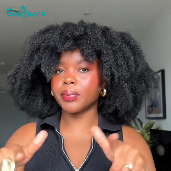 Bequeen Platinum Blonde/1B Explosive Curl Afro Bob Wig