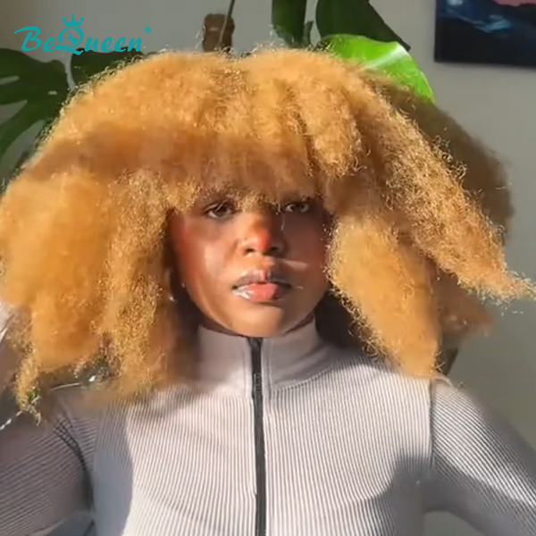 Bequeen Platinum Blonde/1B Explosive Curl Afro Bob Wig