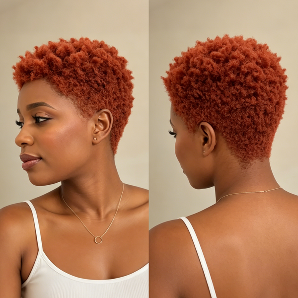 Bequeen Vibrant Lowcut Orange Elegance Pixie Lace Wig
