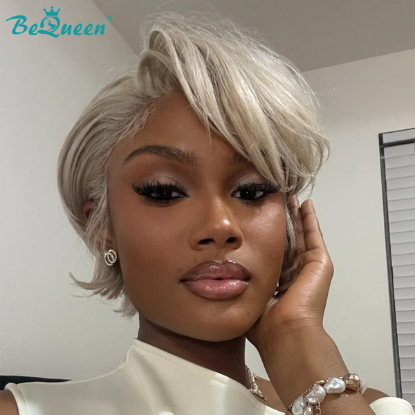 BeQueen Silver Side Part Short Cut Wig