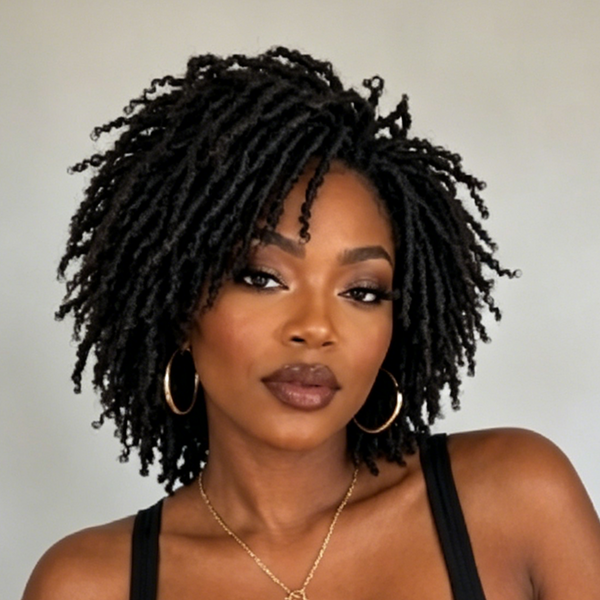 Bequeen Kinky Black Short 100% Human Hair Braided Wig