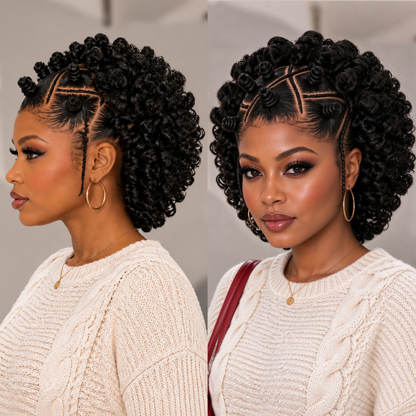 Bequeen Savage Black Curly Kinky Full Lace Braid Wig