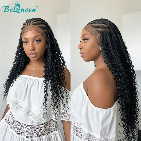 Bequeen Black Braid & Wave 22inch Full Lace Long Wig
