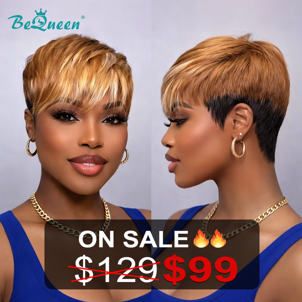 Bequeen Warm Honey Blonde Pixie Wig (Limited Time Sales)
