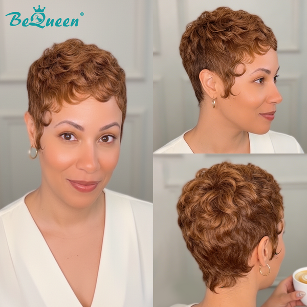 Bequeen Curl Style Natural Machine Made Pixie Wig