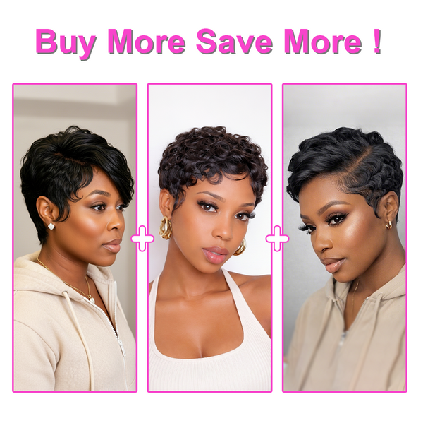Bequeen Side Part Fasion Pixie Cut Sexy Wave Lace Wig