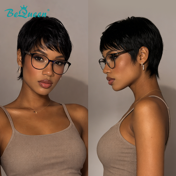 Bequeen 1B Straight Special Style Pixie Cut Wig-1