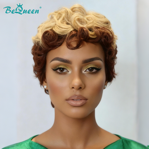 Bequeen 613 Brown Finger Wave Pixie Wig