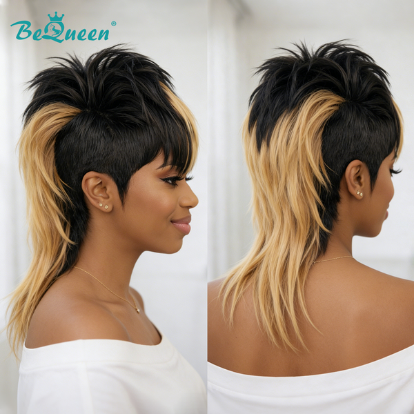 Bequeen Highlight Bronze Straight Mullet Wig