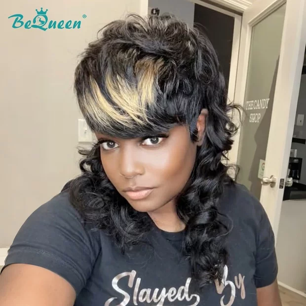 Bequeen Highlight Blonde Wave Mullet Wig