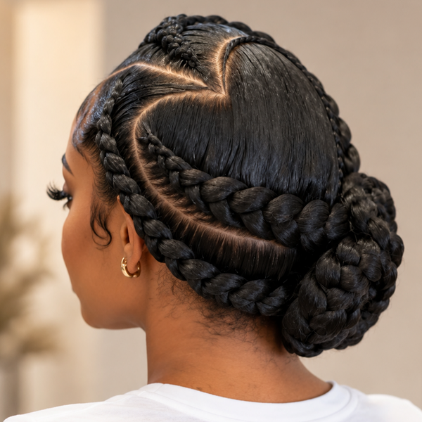 BeQueen Elegant Side Part Heart Style Full Lace Braid For Black Women