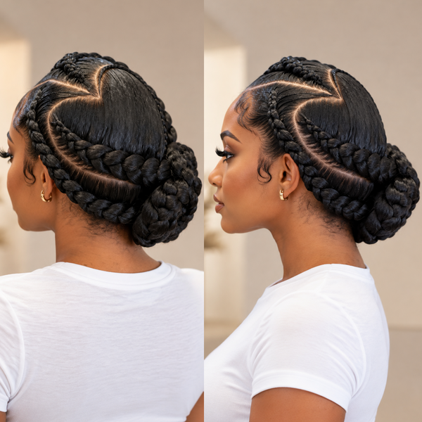 BeQueen Elegant Side Part Heart Style Full Lace Braid For Black Women