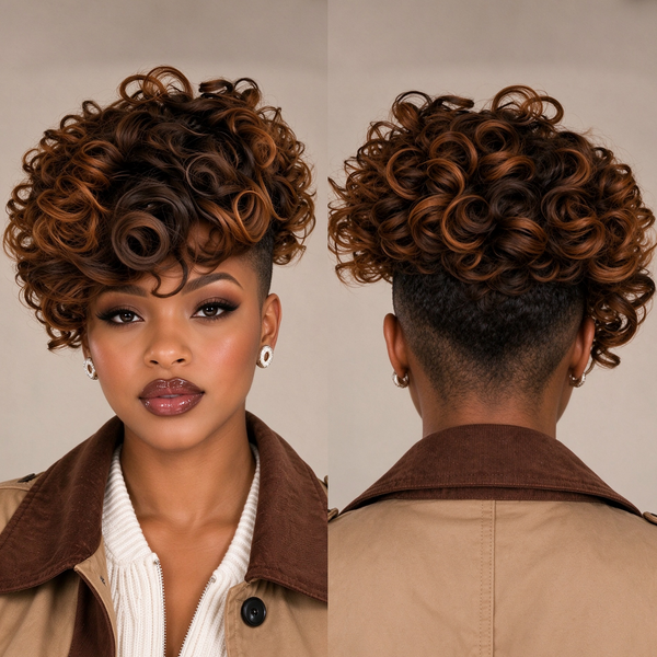 Bequeen Brown Machine Made Deep Wave Topper Unit 100% Human Hair