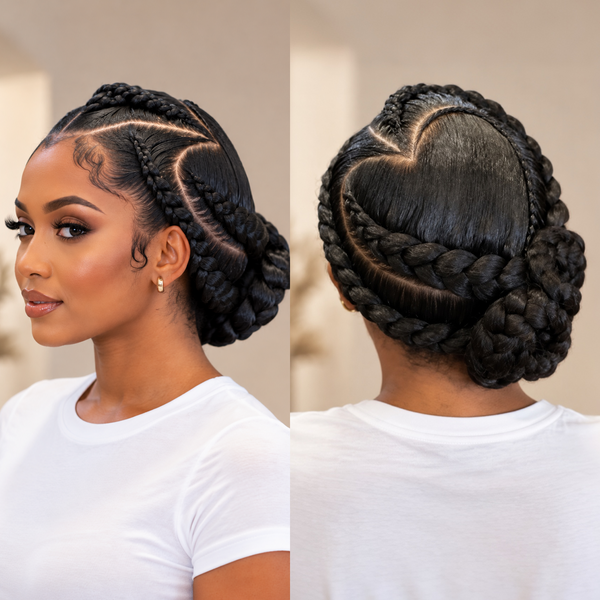 BeQueen Elegant Side Part Heart Style Full Lace Braid For Black Women
