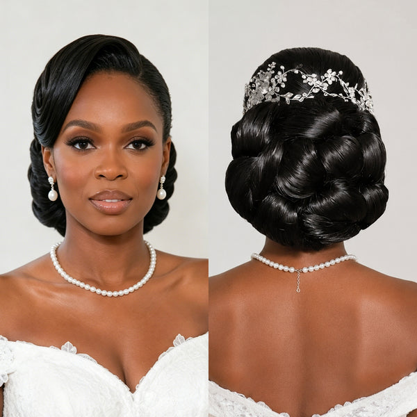 BeQueen 1B Full Lace Braid-Up Wedding Wig