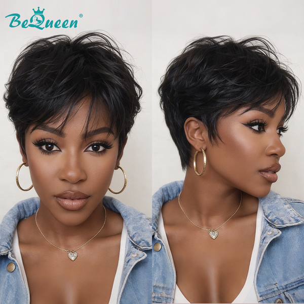Bequeen Natural Black Pixie Wig
