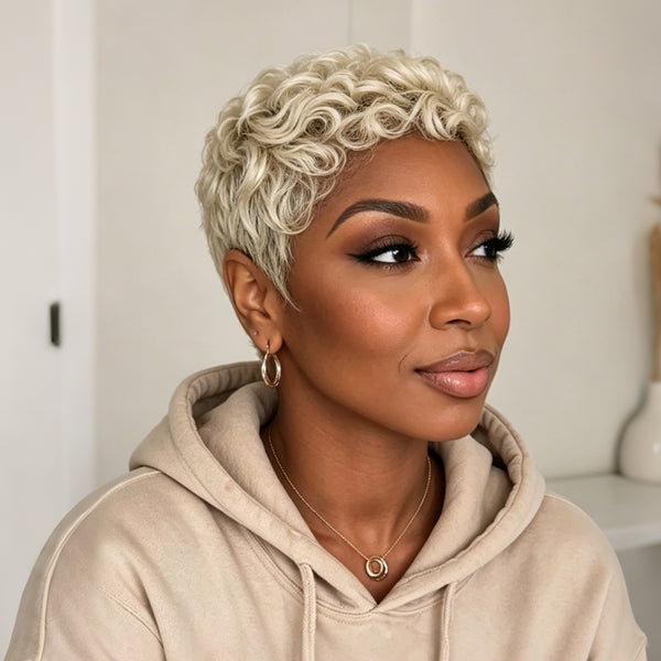 Bequeen Highlight Short Wave Pixie Lace Wig