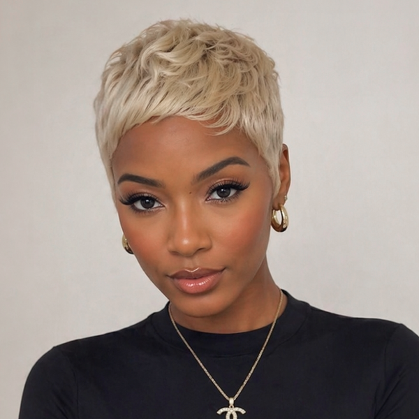 Bequeen Sexy Mattified Platinum Special Wave Pixie Wig