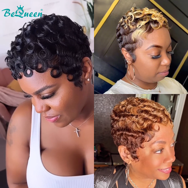 Bequeen Finger Wave Machine Made Wig