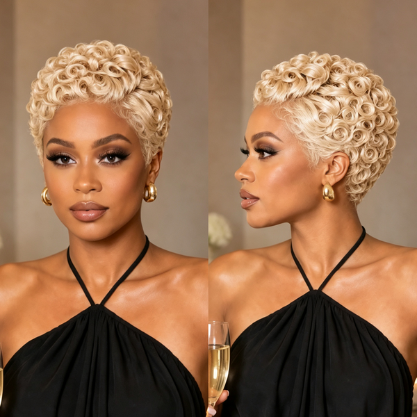 Bequeen 13X4 Lace Side Part Small Finger Wave Style Wig For Black Women