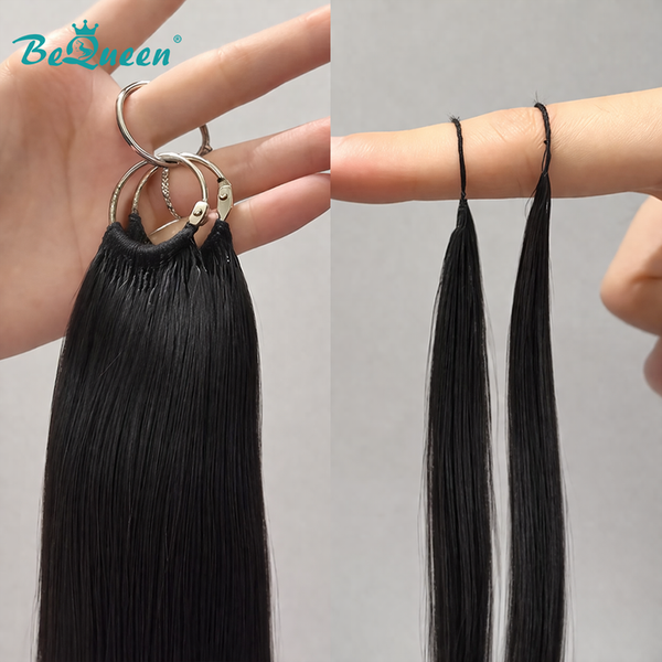 BEQUEEN 3Pcs Traceless Double Line Straight Feather Hair Extensions