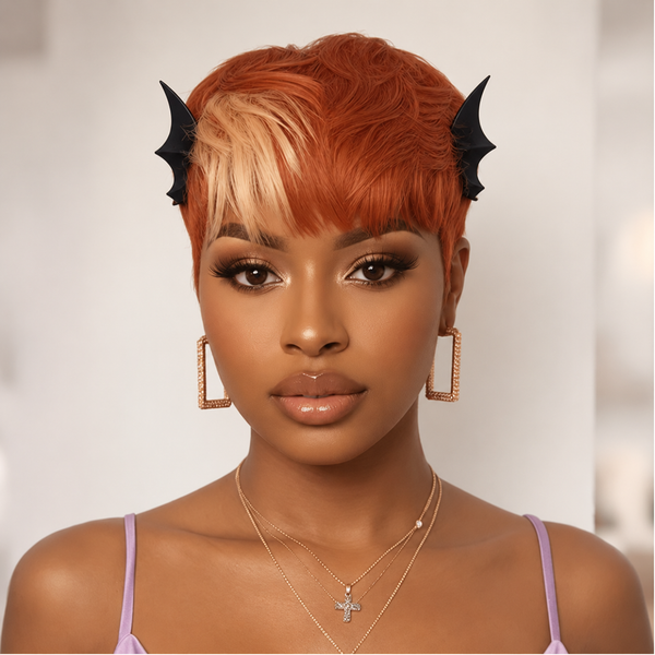 Bequeen Orange Highlight Blonde Short Cut Pixie Wig