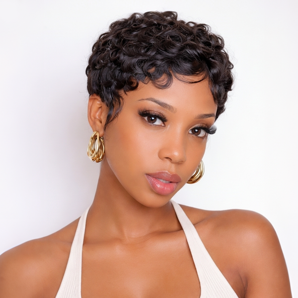 Bequeen Pixie Cut Finger Wave Wig
