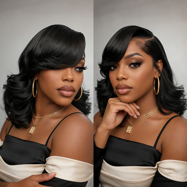 Bequeen Chic 1B Big Wave Side Part Bob WIg