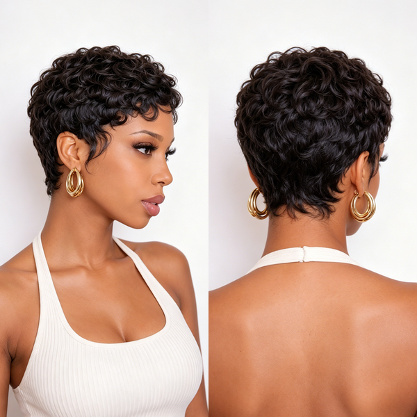 Bequeen Side Part Fasion Pixie Cut Sexy Wave Lace Wig