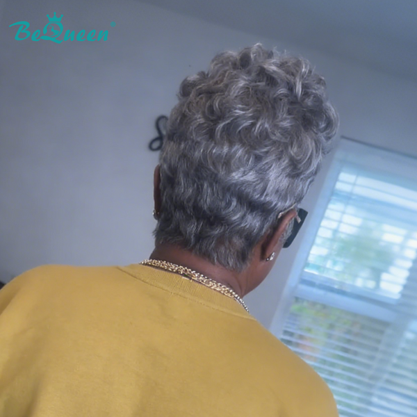Bequeen Frontal Lace Salt And Pepper Pixie Wig