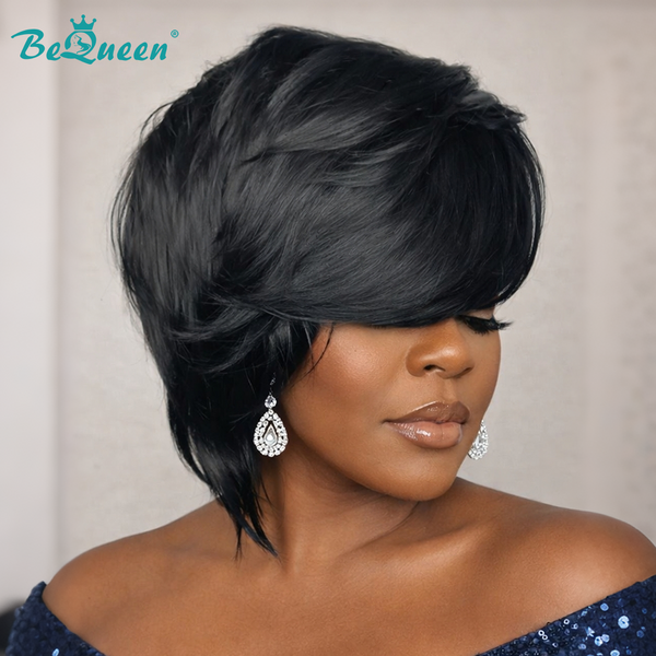 Bequeen Natrual Black Machine Made Topper